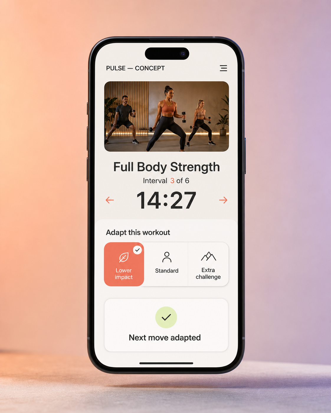 PULSE Concept, app mobile con adattamento intensita
