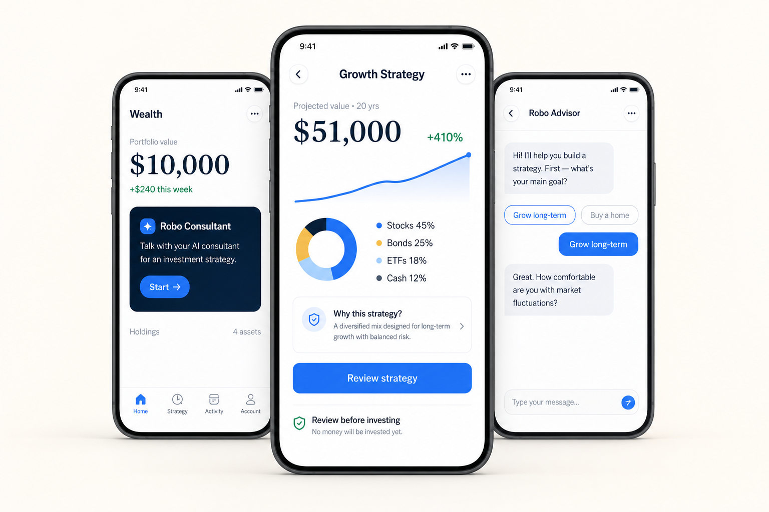 Portfolio Autopilot app screens