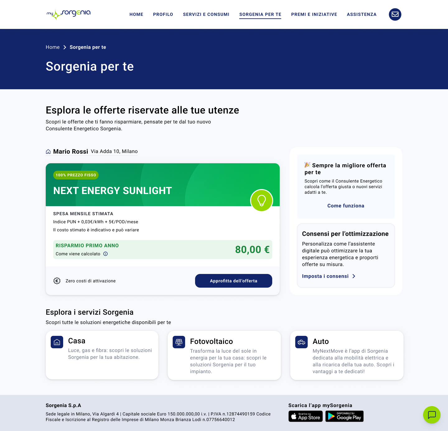 Energy Advisor schermata offerte