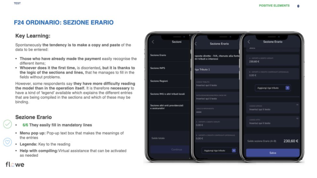 User testing: key learning F24 Ordinario